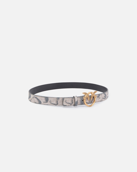 Python-print belt with Love Birds buckle, 3 cm