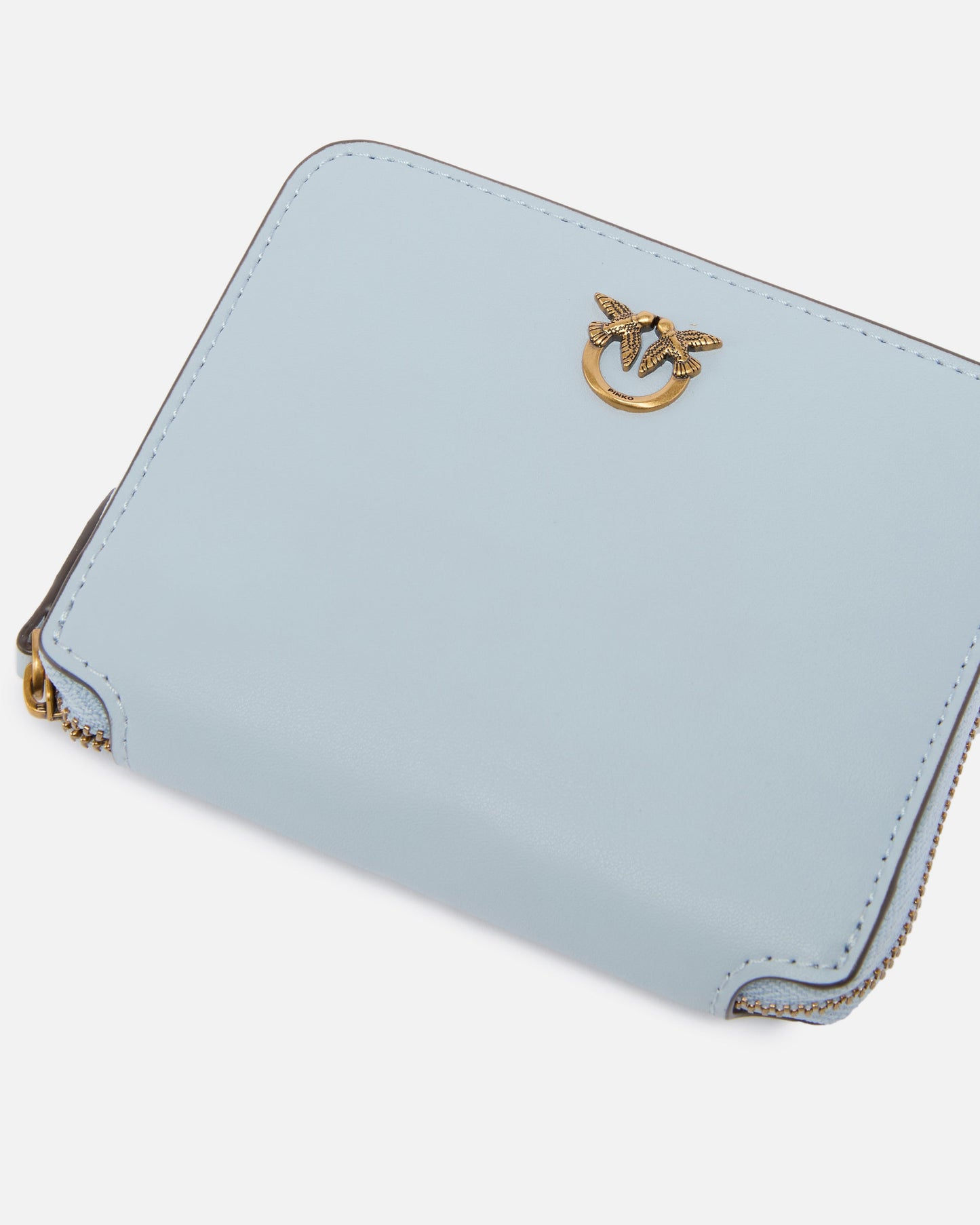 Square leather zip-around purse