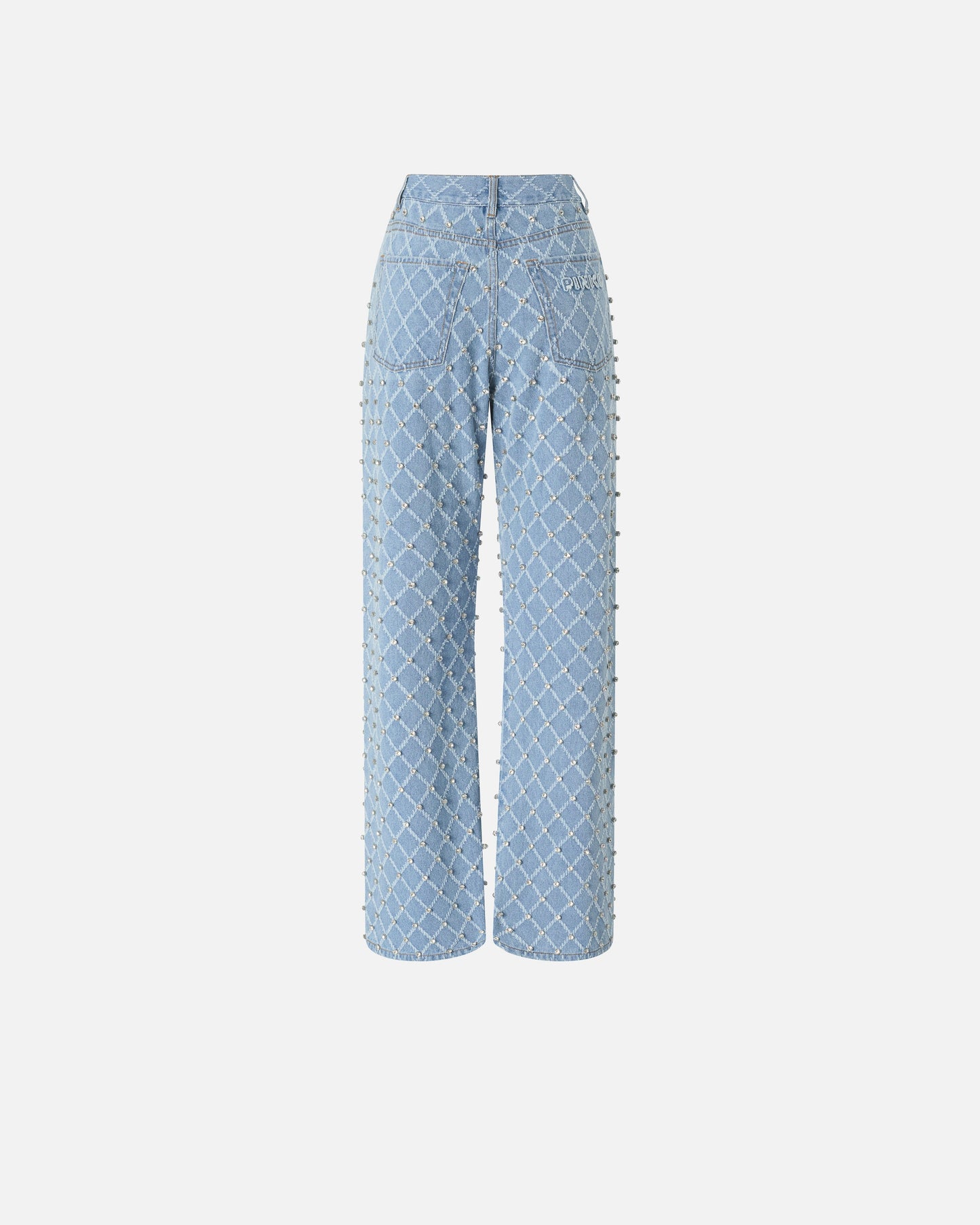 Wide-leg jeans with diamond and rhinestone motif