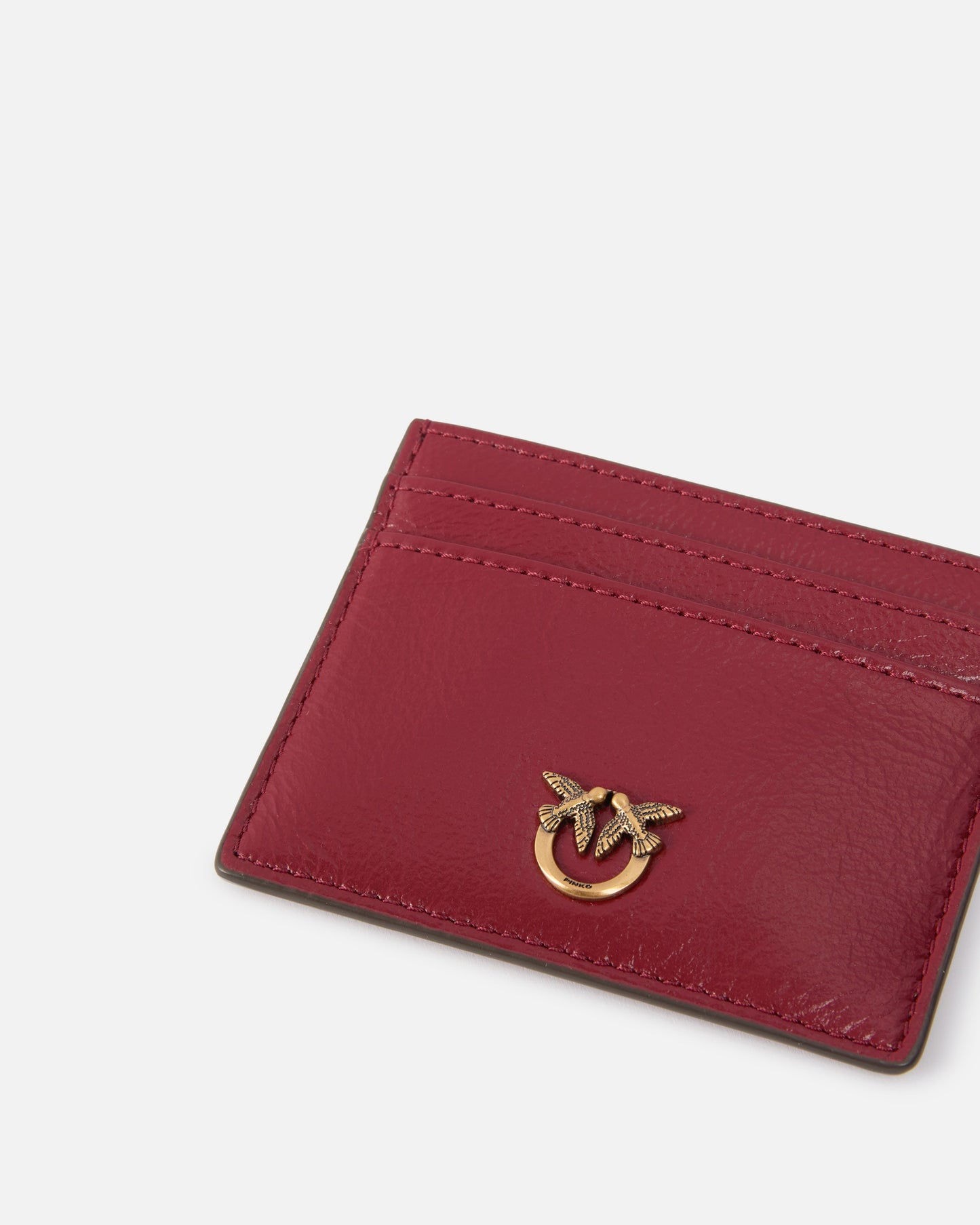 Card holder in shiny leather with logo