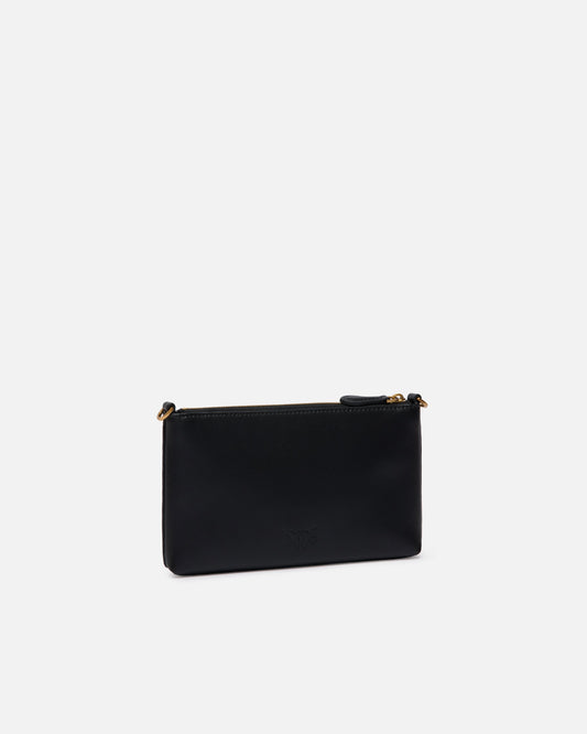Flat leather clutch with Love Birds logo