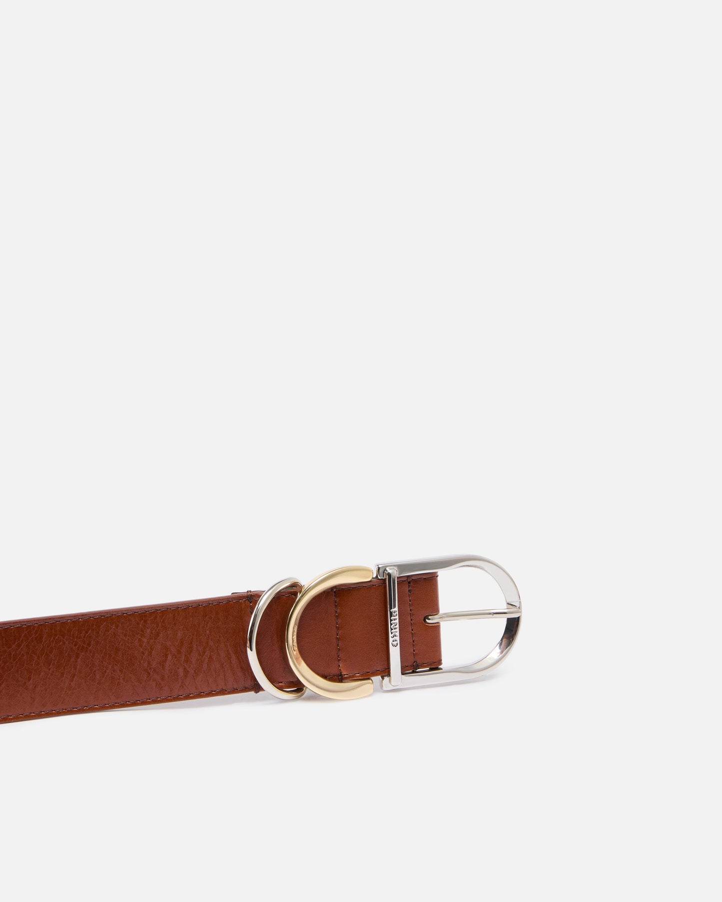 Shiny leather belt with metal loops, 4 cm