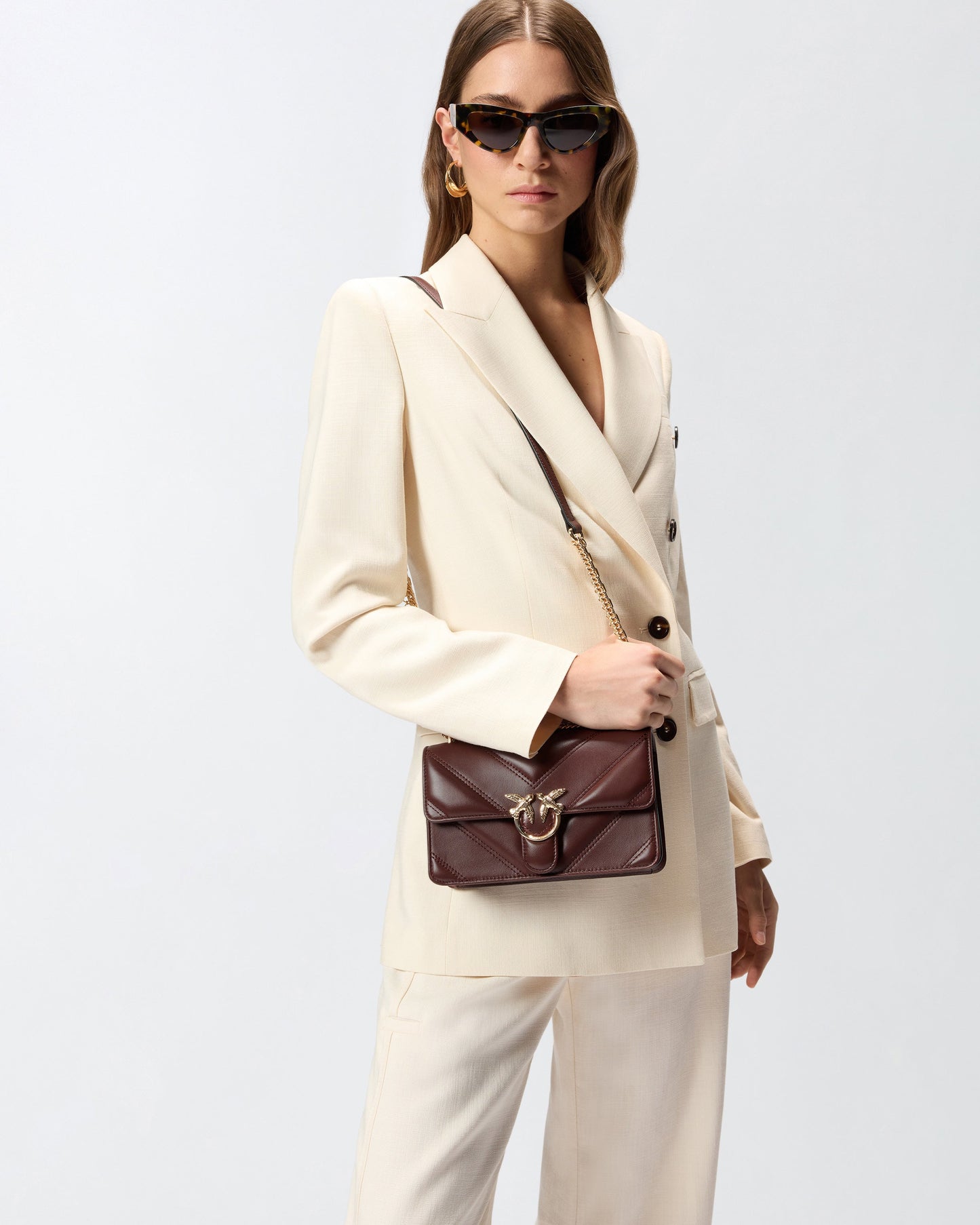 Mini Love Bag One shoulder bag in chevron leather and nappa with triple chain