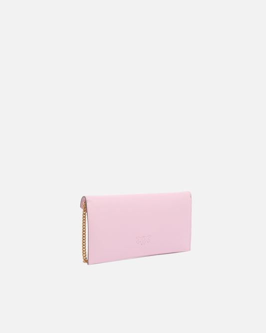 Small smooth leather envelope clutch bag with Love Birds logo