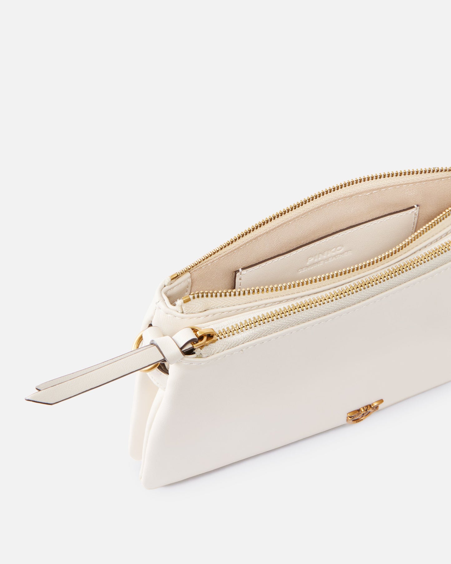 Leather Mini Double Bag with shoulder strap