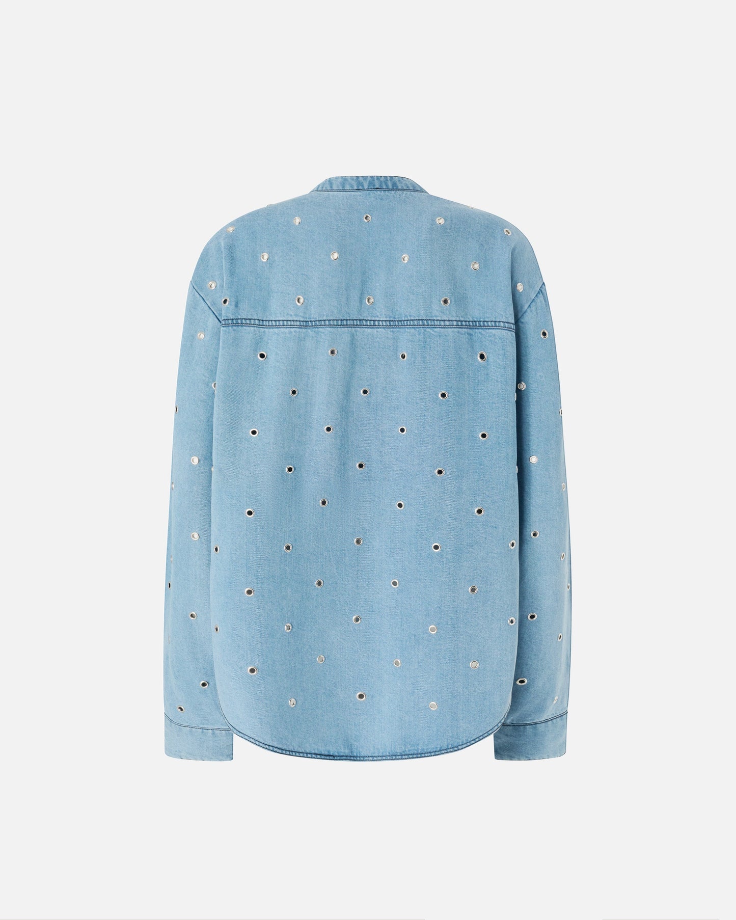 Denim blouse with eyelets