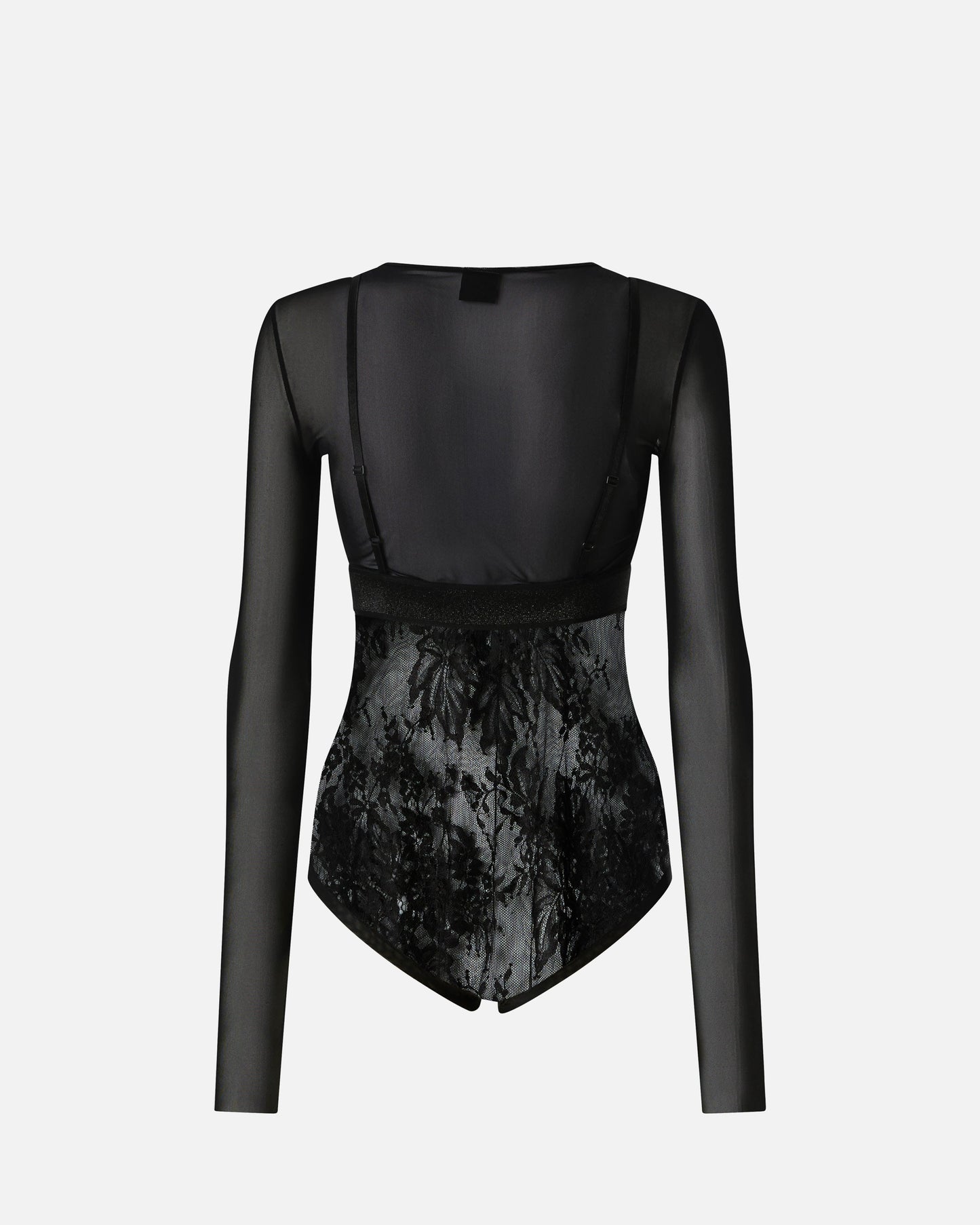 Tulle and lace knit bodysuit