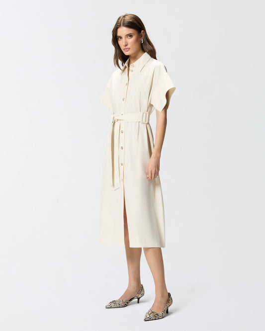 Midi shirt dress with belt