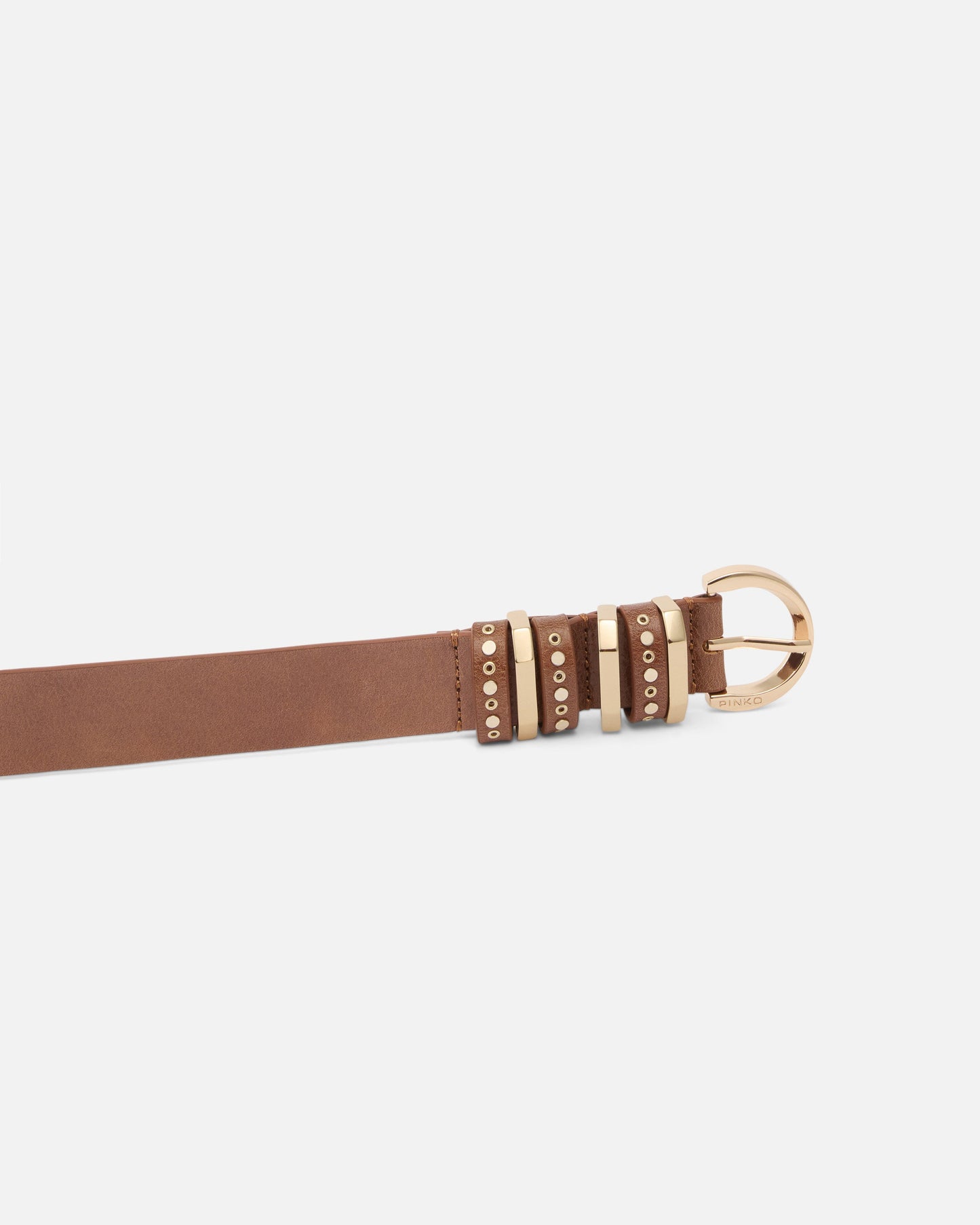Shiny leather belt with metal loops, 3 cm