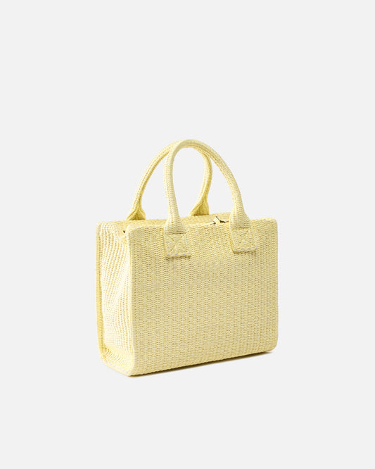 Beach small shopping tote in raffia with Love Birds logo