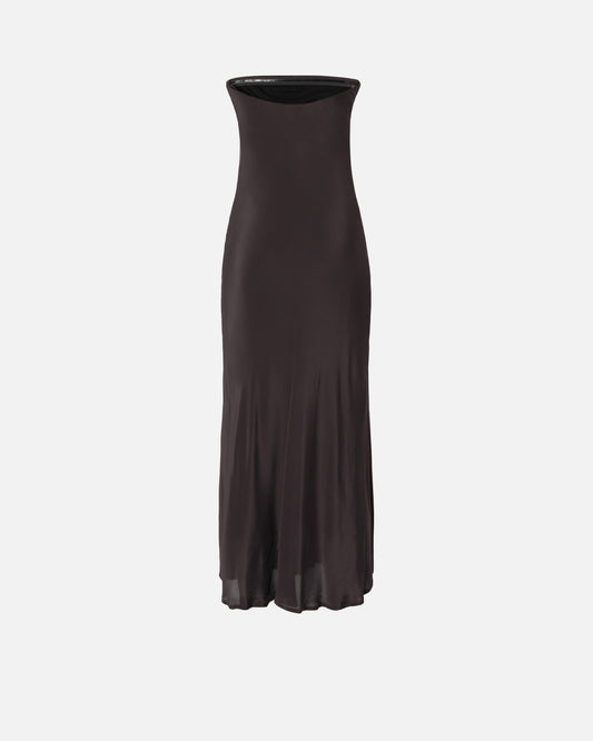 Long bandeau dress in viscose and silk crêpe de chine