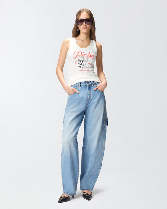 Vest top with vintage print