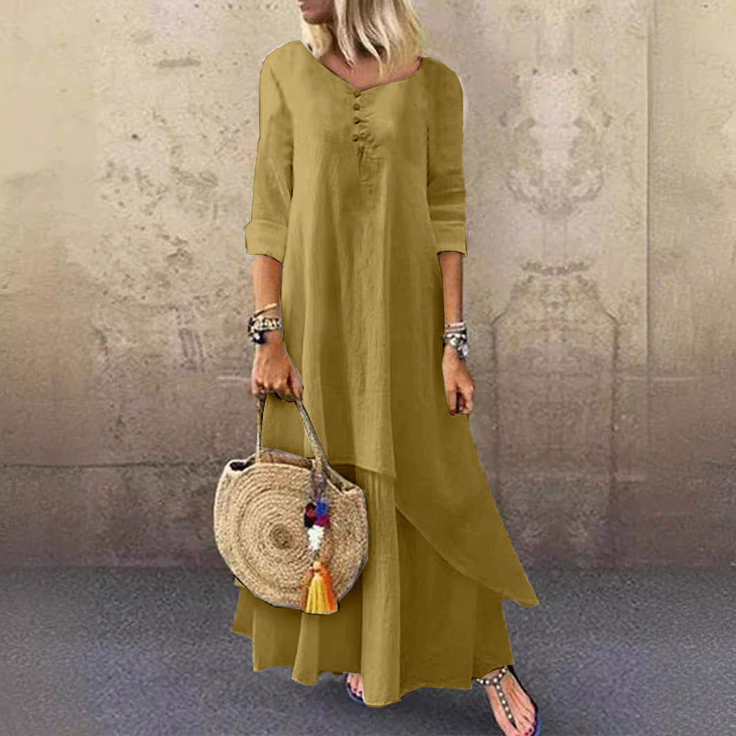 Lässiges Leinenkleid im Lagenlook