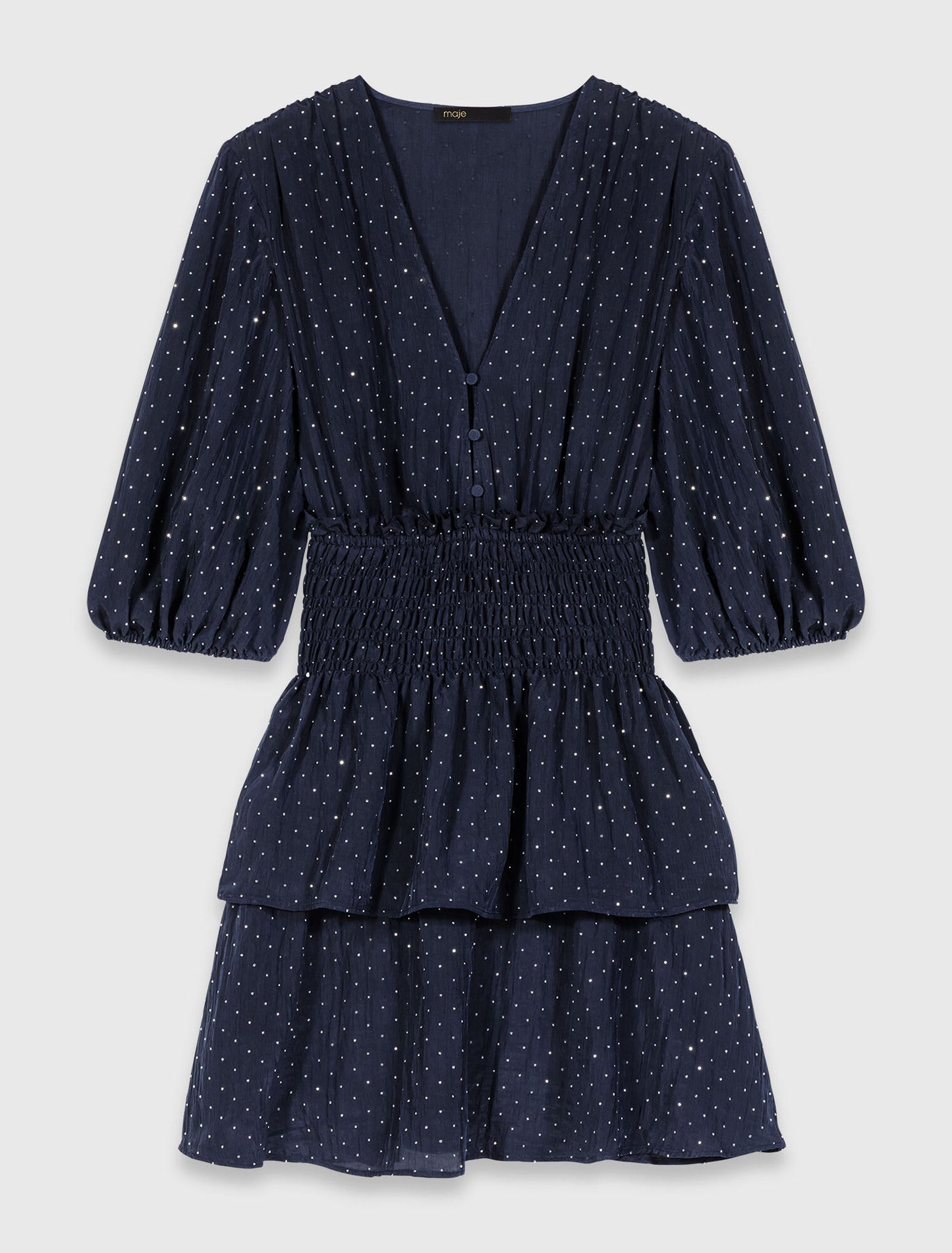 Ruffle and rhinestone dress