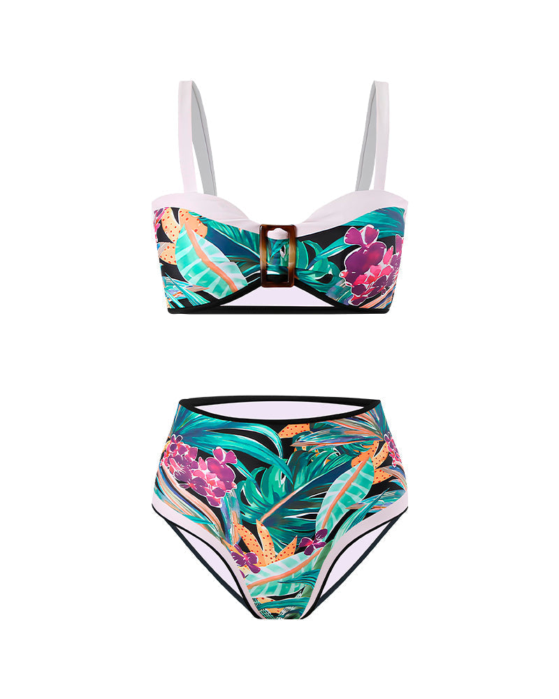Stylischer High-Waist-Bikini mit Blumenmuster