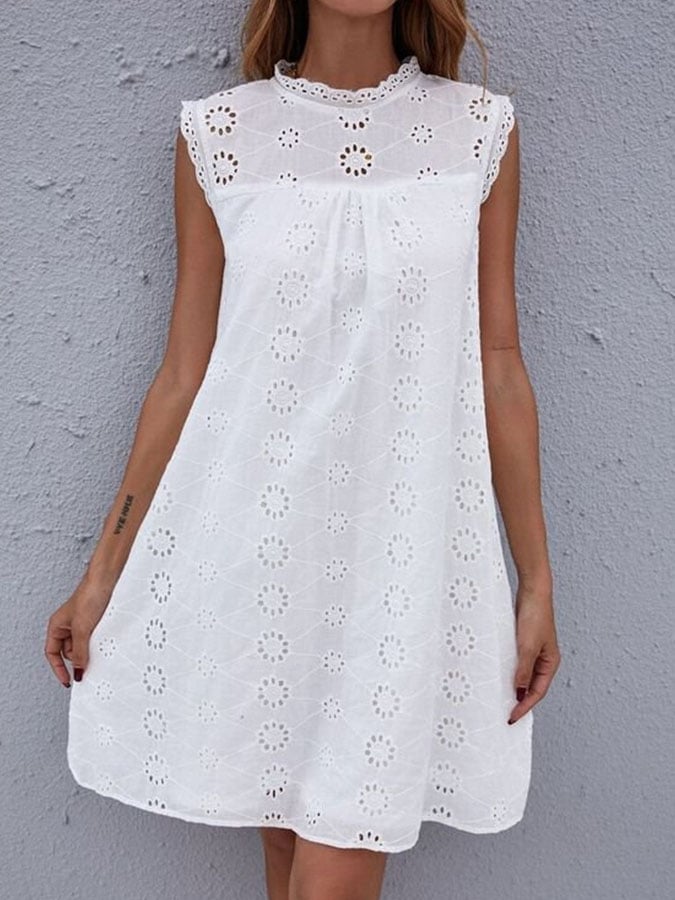 Damen Freizeitkleid aus Spitze in Unifarben