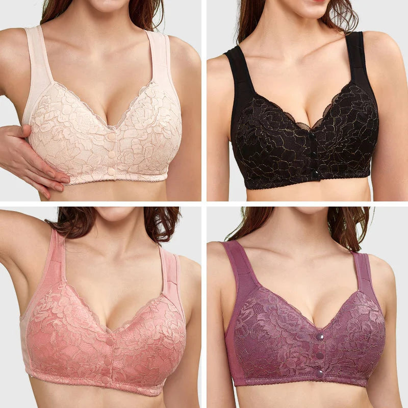 ✨Letzter Tag: 1 kaufen, 1 gratis erhalten!✨ Spitzen-BH mit Blumenmuster und Vorderverschluss