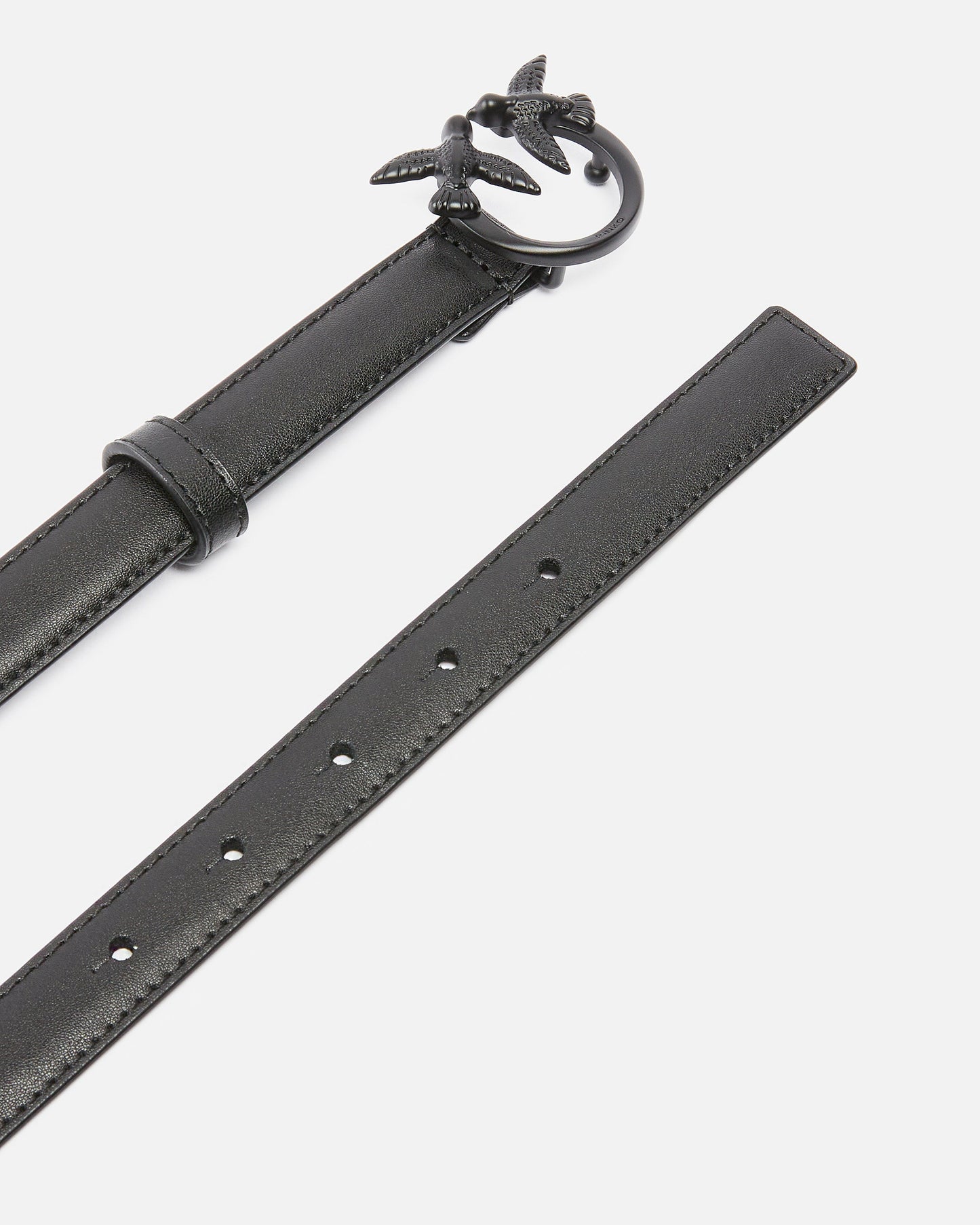 Thin colour-block Love Birds leather belt 2cm