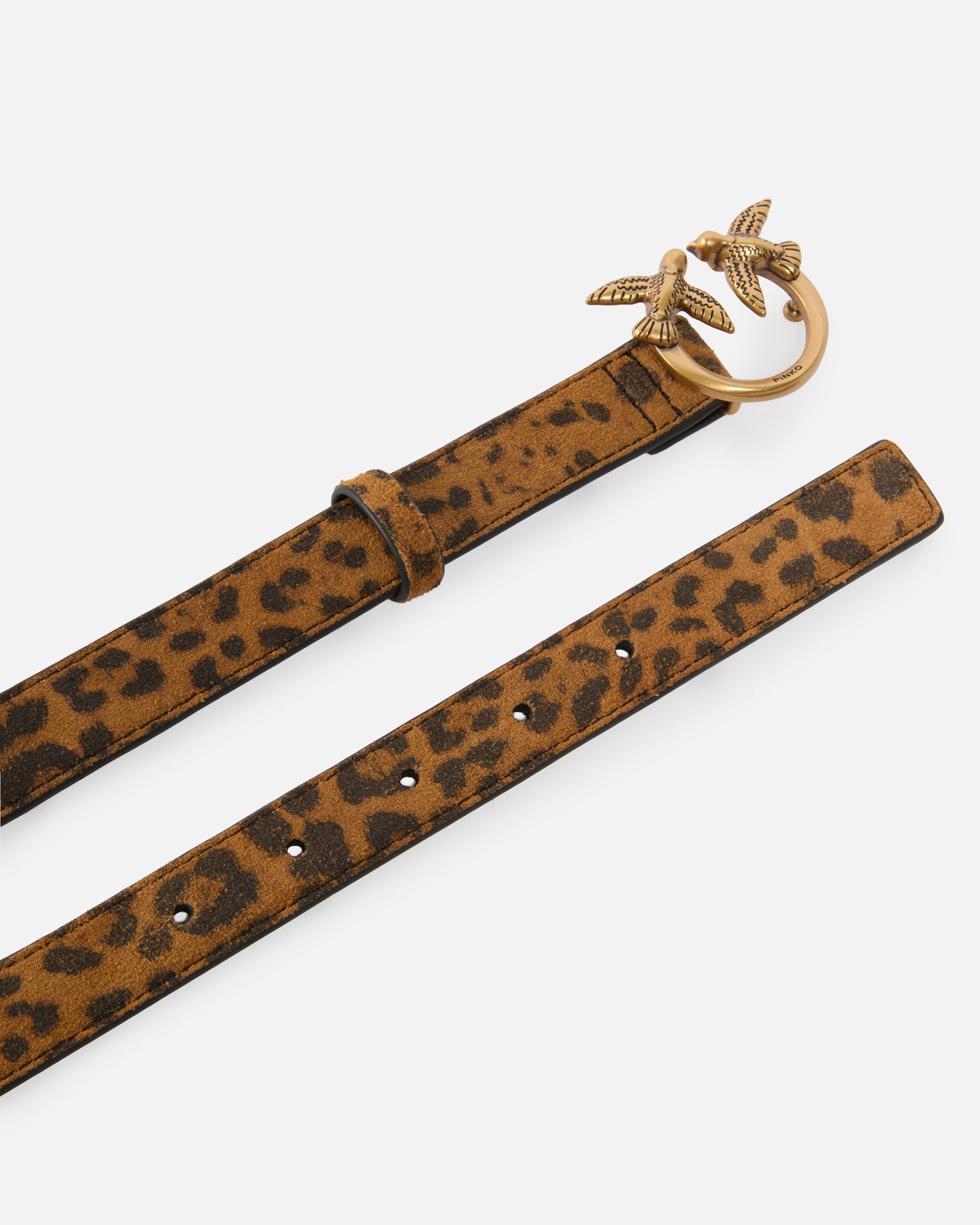 Leopard-print belt with Love Birds buckle, 2 cm