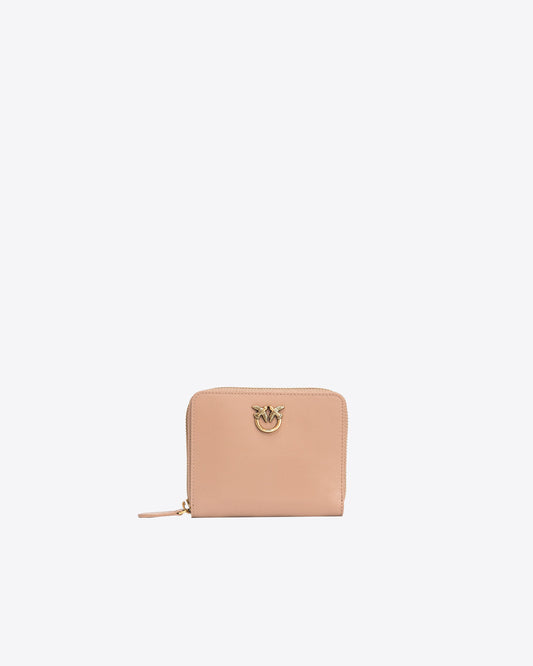 Square leather zip-around purse