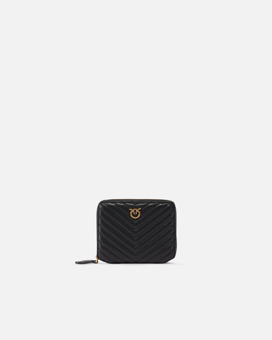 Square quilted nappa leather zip-around purse