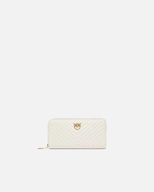 Zip-around wallet in chevron-patterned nappa leather