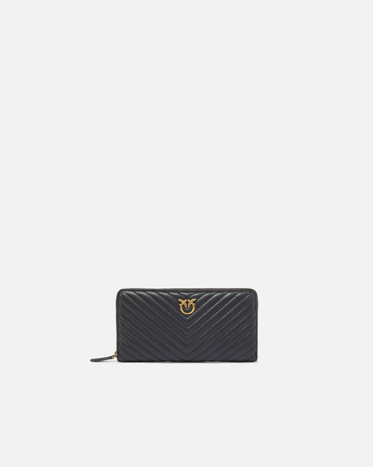 Zip-around wallet in chevron-patterned nappa leather