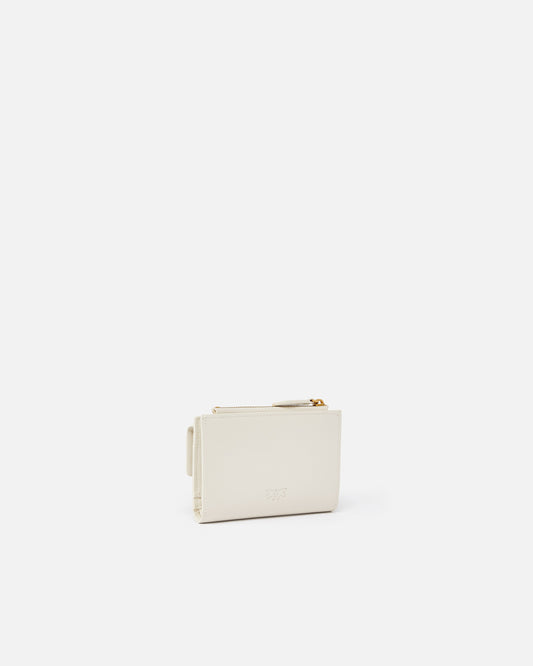 Compact small wallet in smooth leather with logo