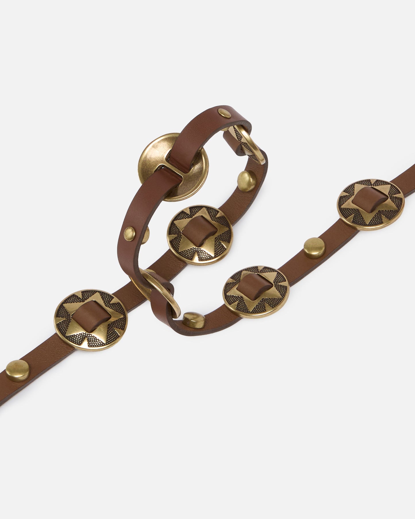 Thin belt with engraved metal plates 1cm