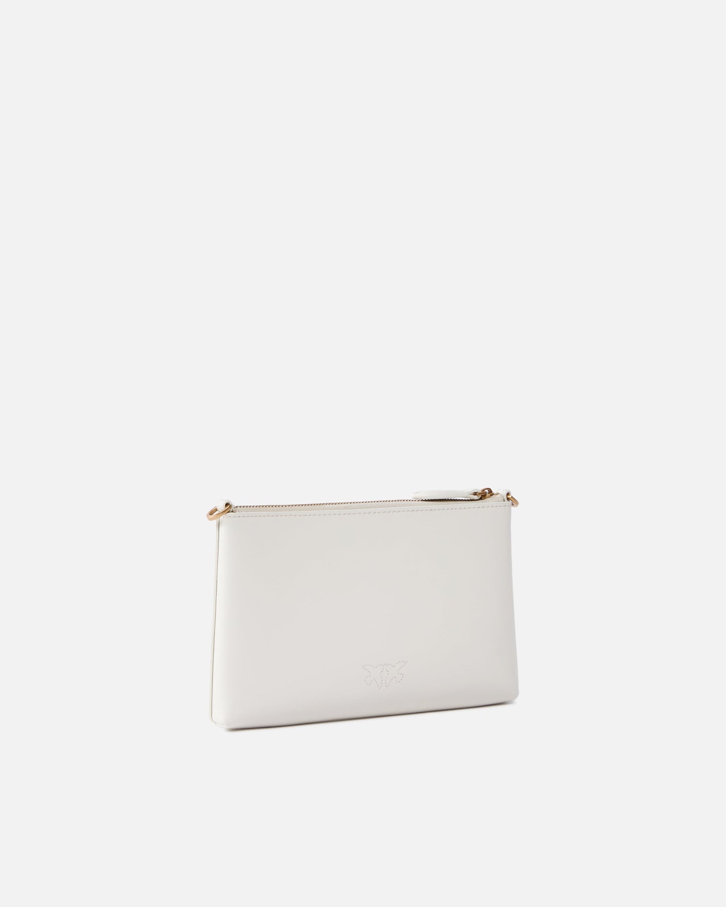 Flat leather clutch with Love Birds logo