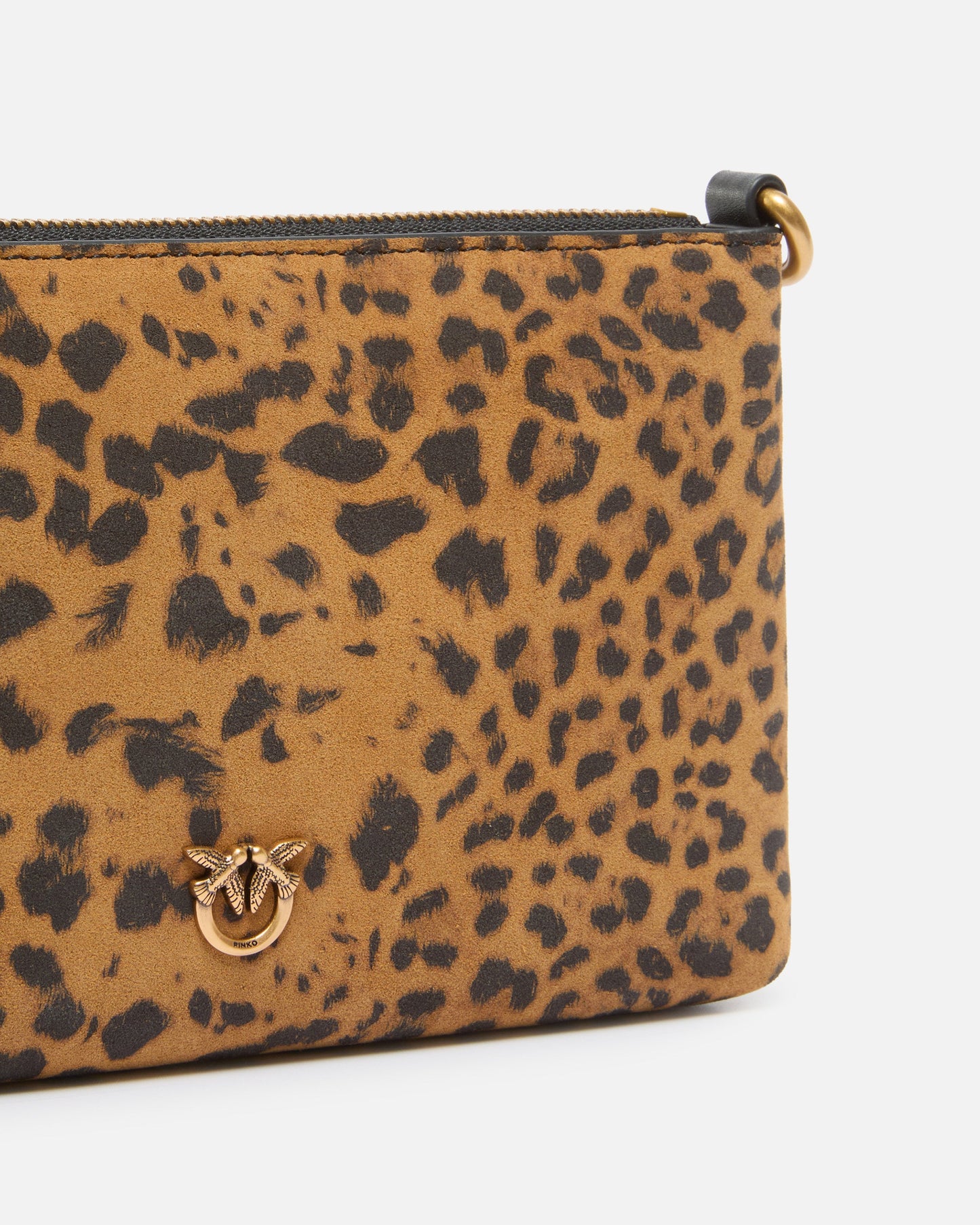 Small crossbody clutch in leopard-print suede