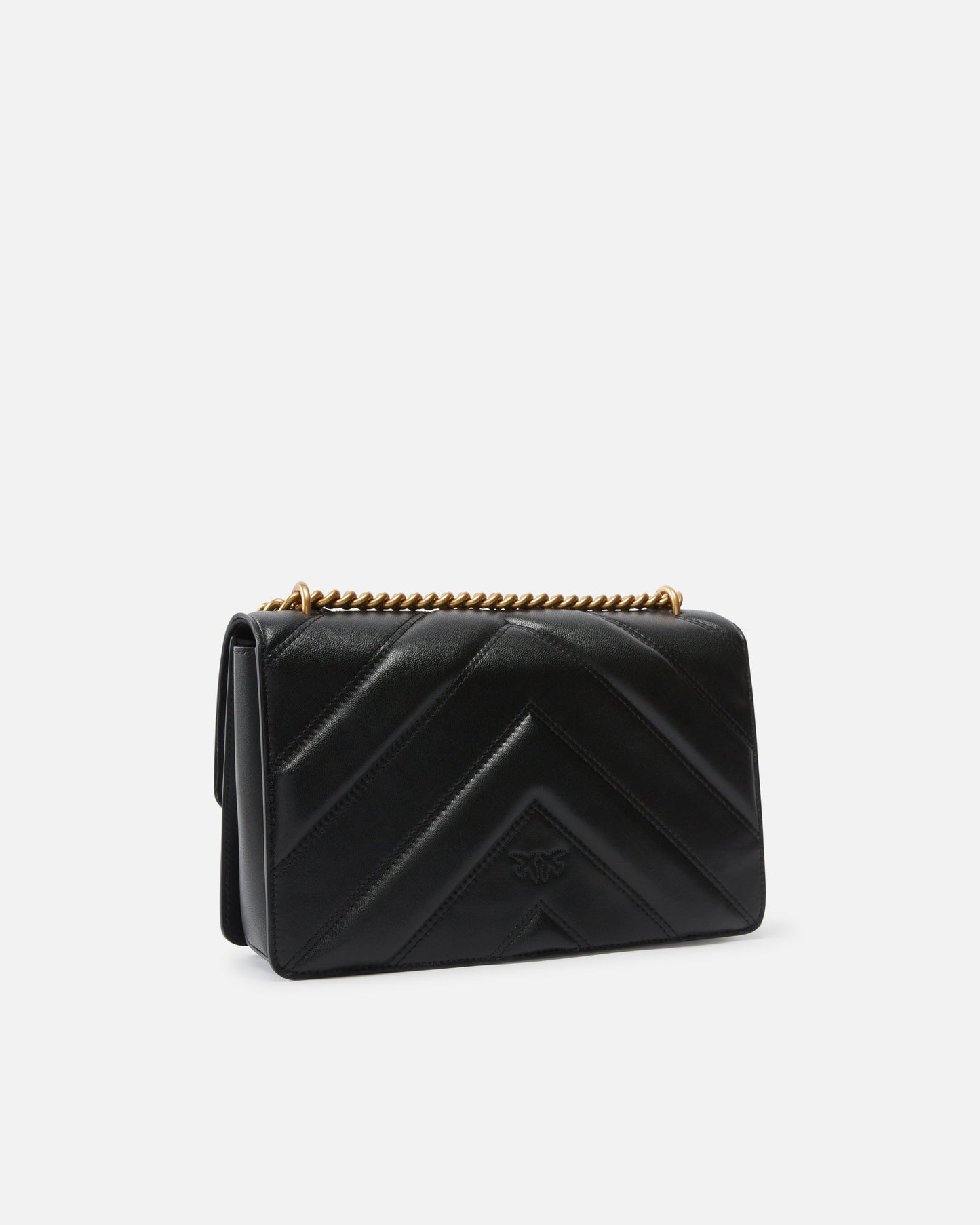 Medium Love Bag pebbled leather crossbody bag with V-shaped pattern and logo
