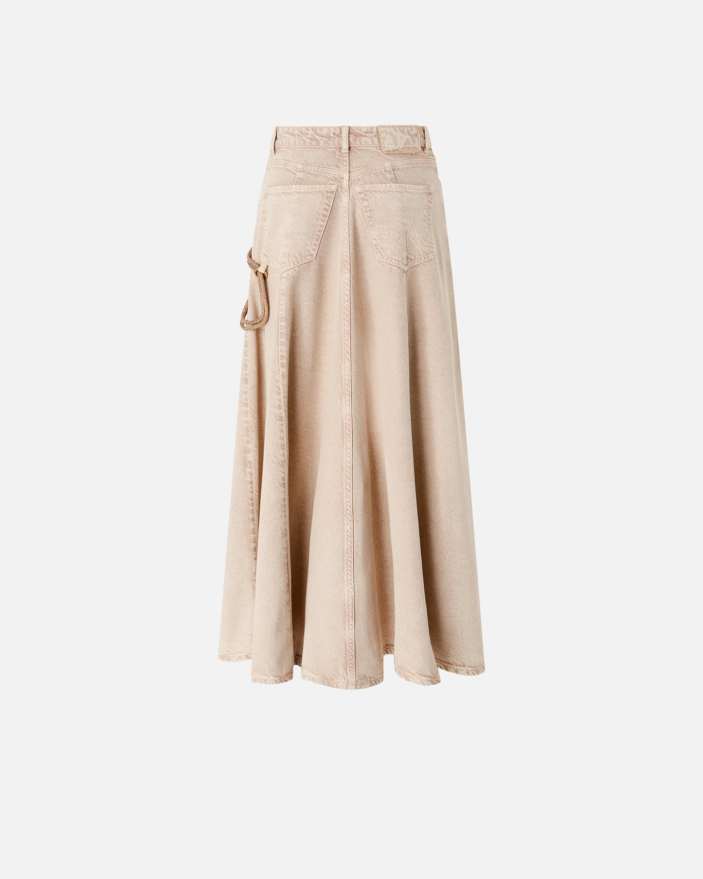 Denim midi skirt with jewel cord