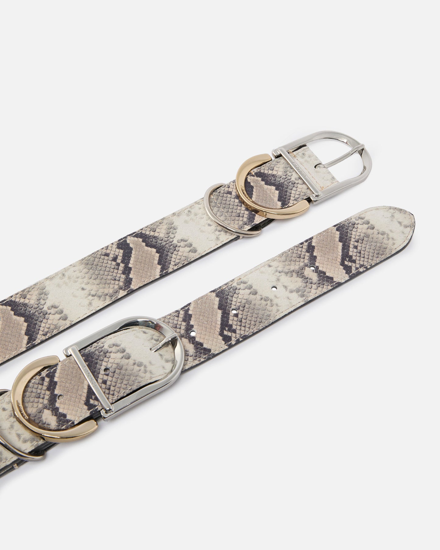 Belt with python print and metal loops, 4 cm