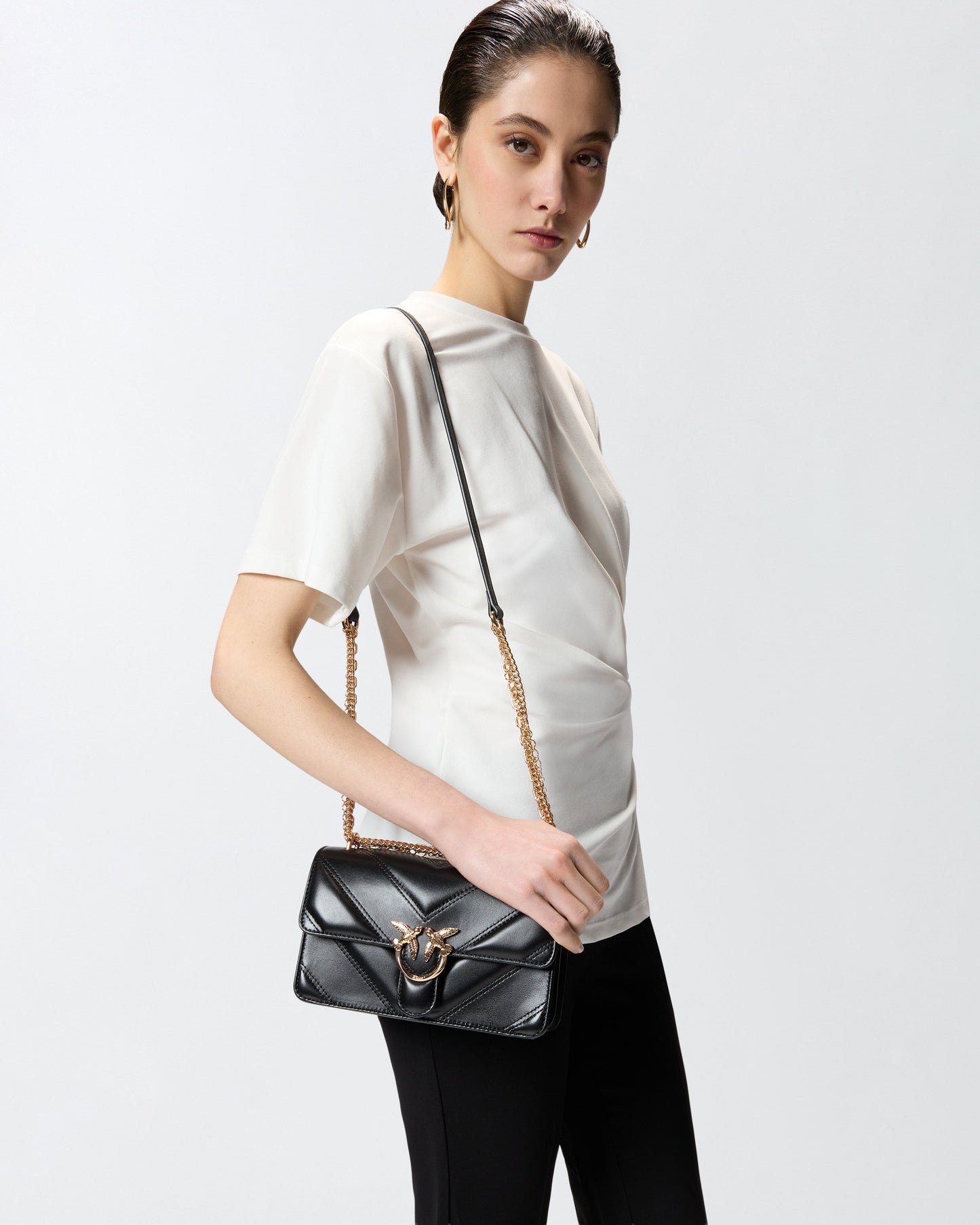 Mini Love Bag One shoulder bag in chevron leather and nappa with triple chain
