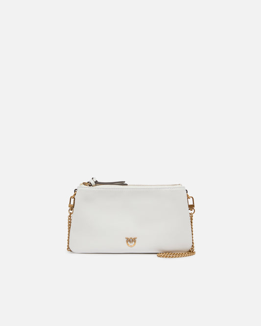 Leather Mini Double Bag with shoulder strap