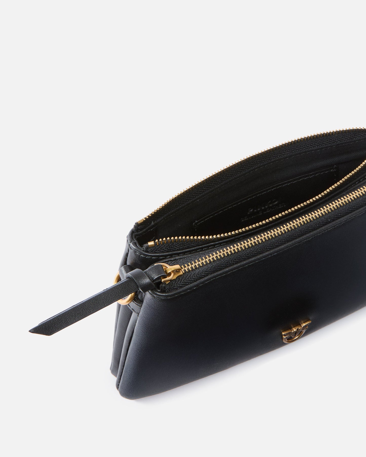 Leather Mini Double Bag with shoulder strap