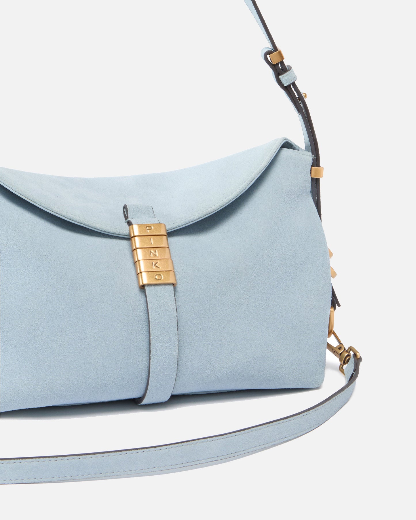 Saddle suede small shoulder bag