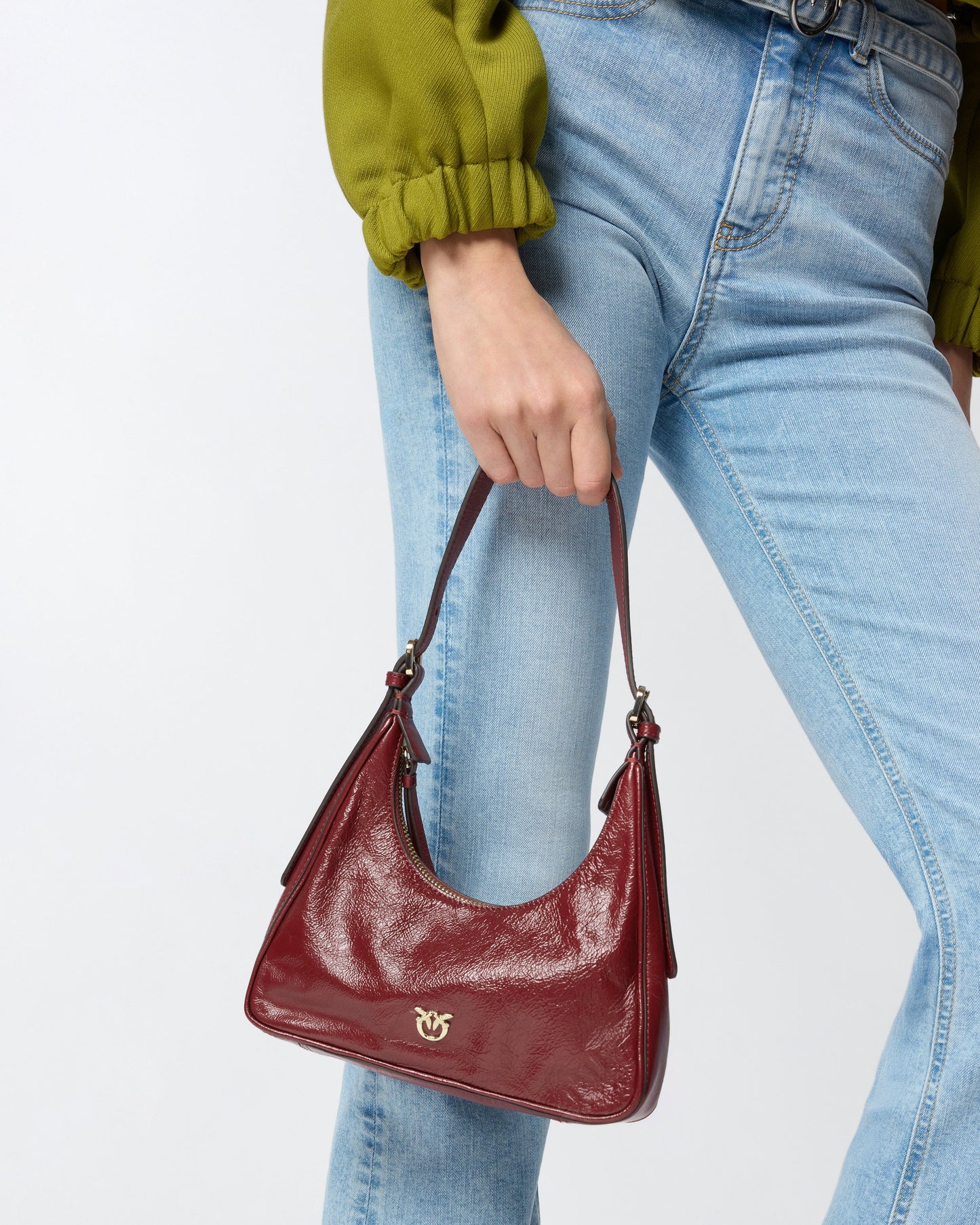 Miss logo Mini hobo shoulder bag in shiny leather