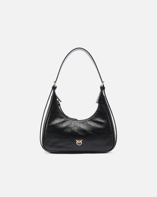 Miss logo Mini hobo shoulder bag in shiny leather