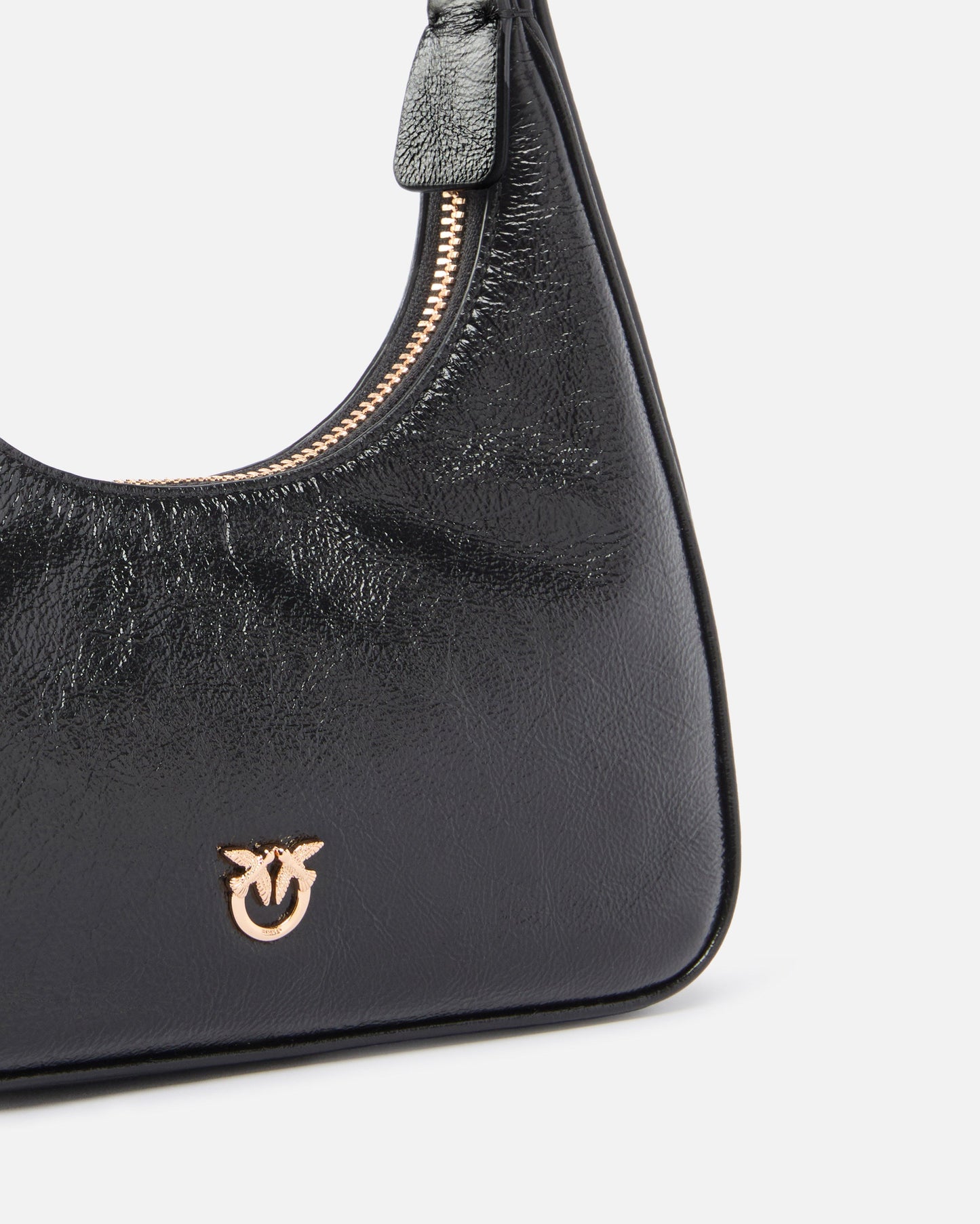 Miss logo Mini hobo shoulder bag in shiny leather