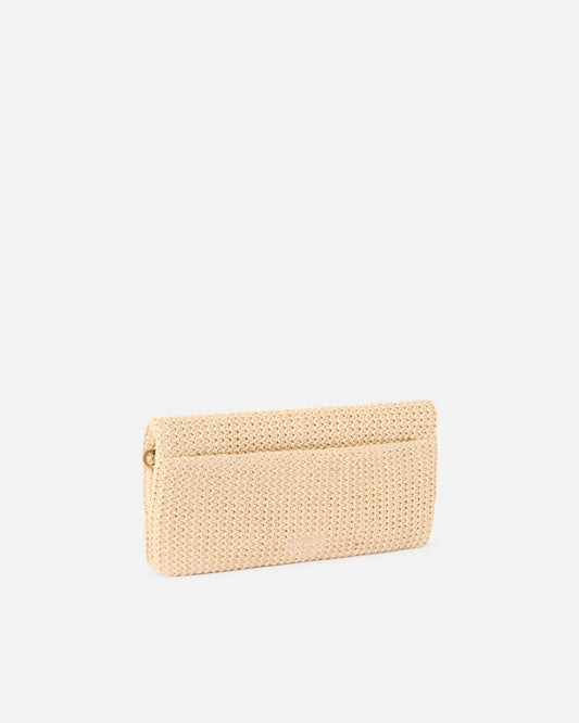 Love Bag Click Soft Horizontal Classic medium crossbody clutch in raffia