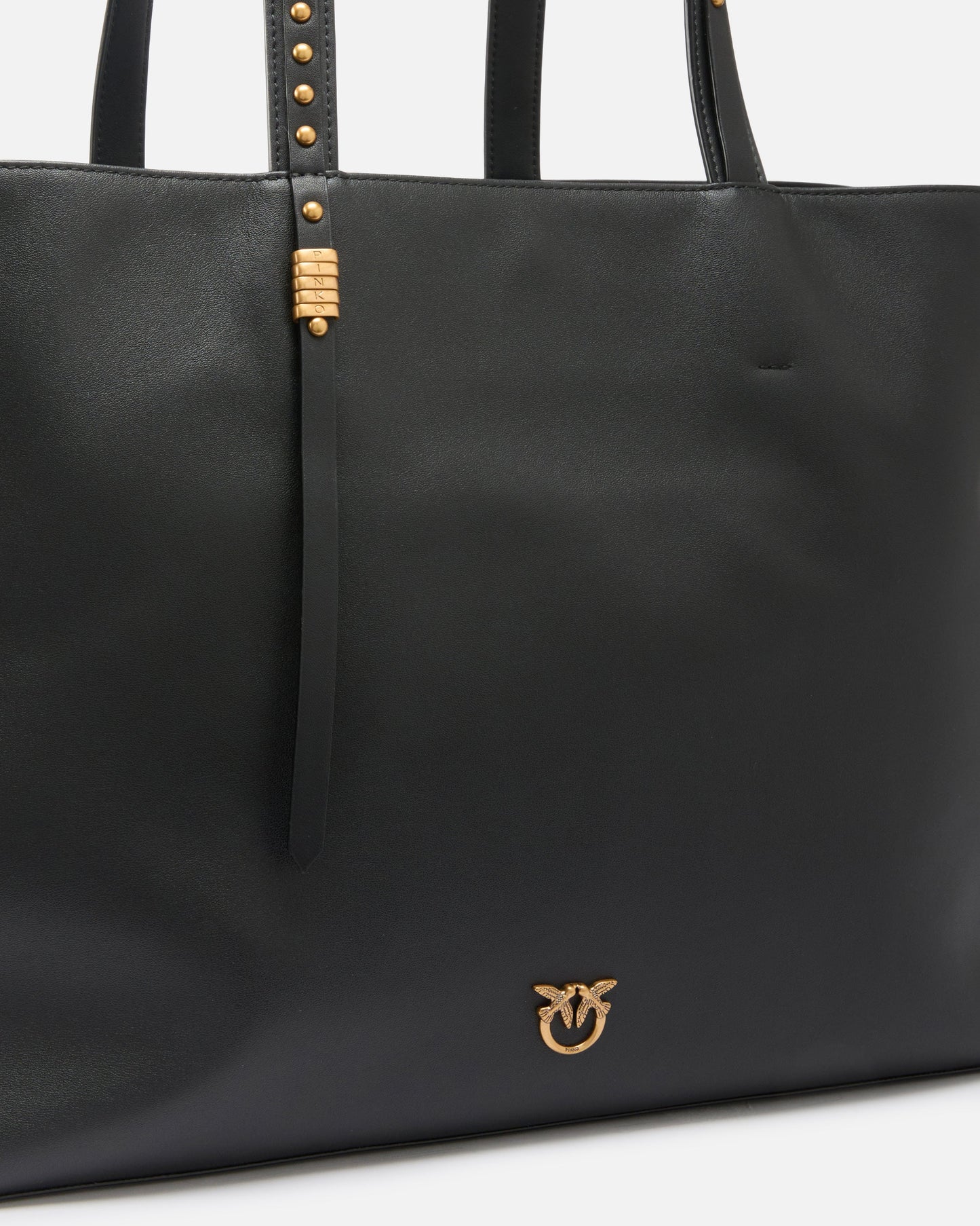 Medium leather shopper bag with metal details
