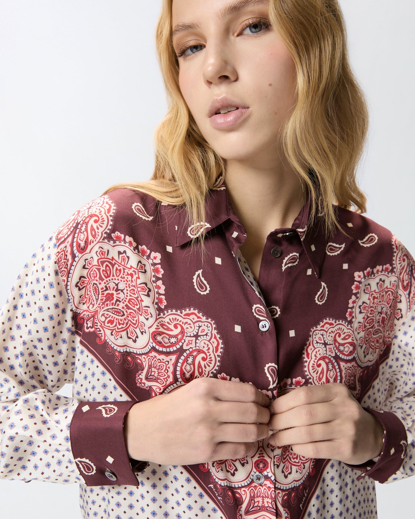 Shirt with tie motif and placed print