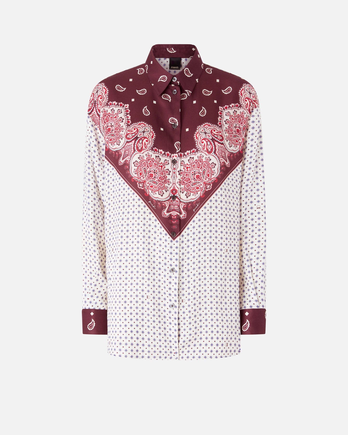 Shirt with tie motif and placed print