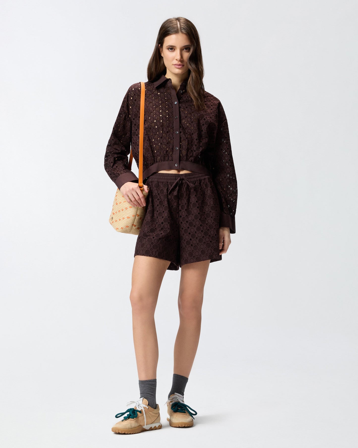 Shorts with openwork motif