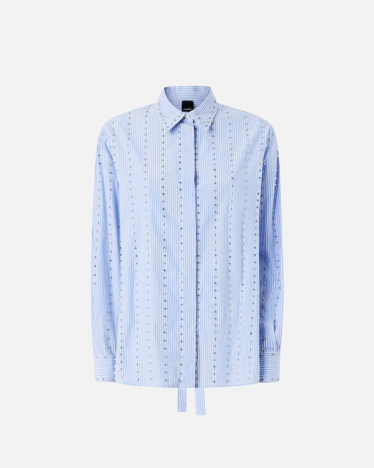 Striped shirt with jewel embellishment