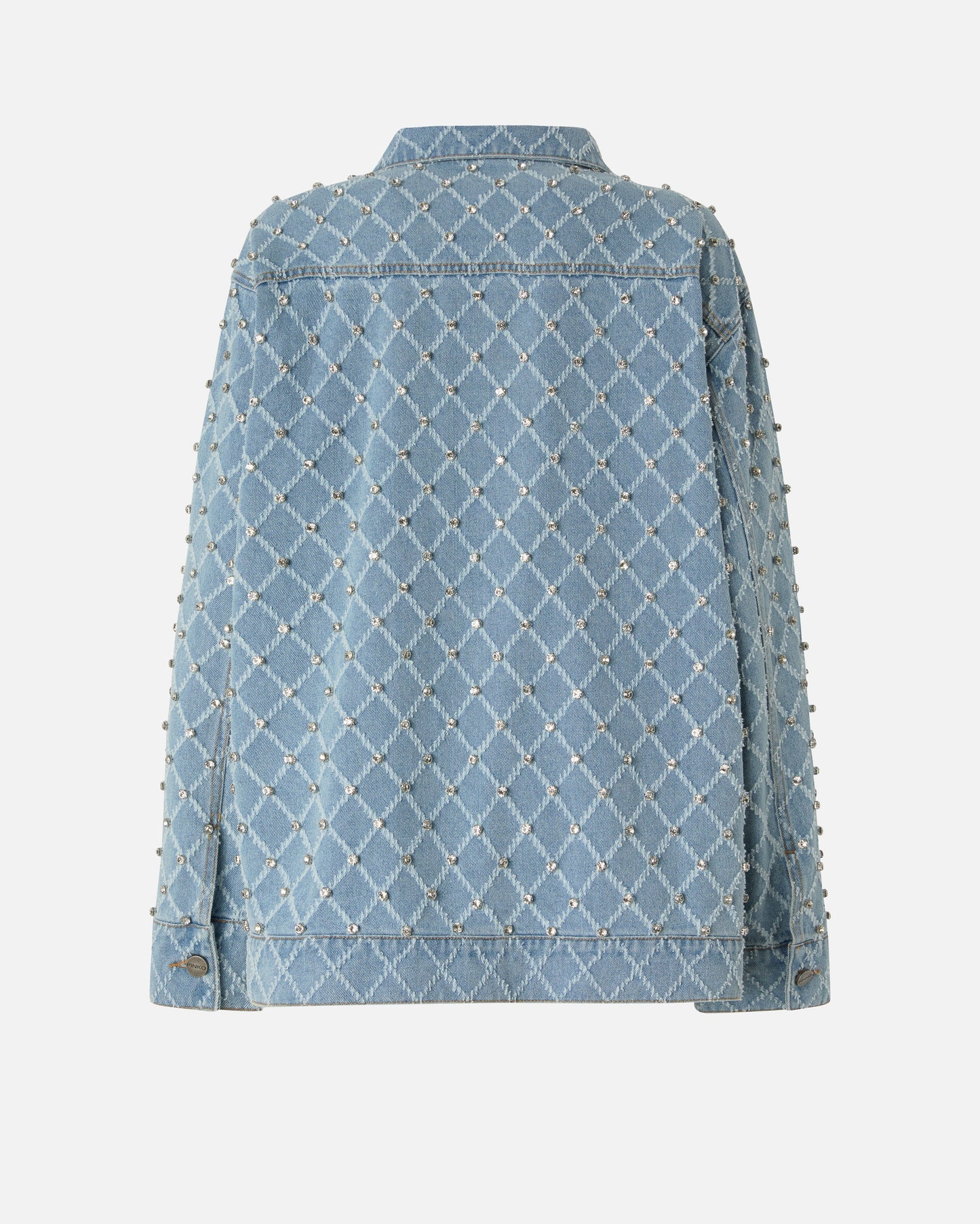 Denim jacket with diamond and rhinestone motif