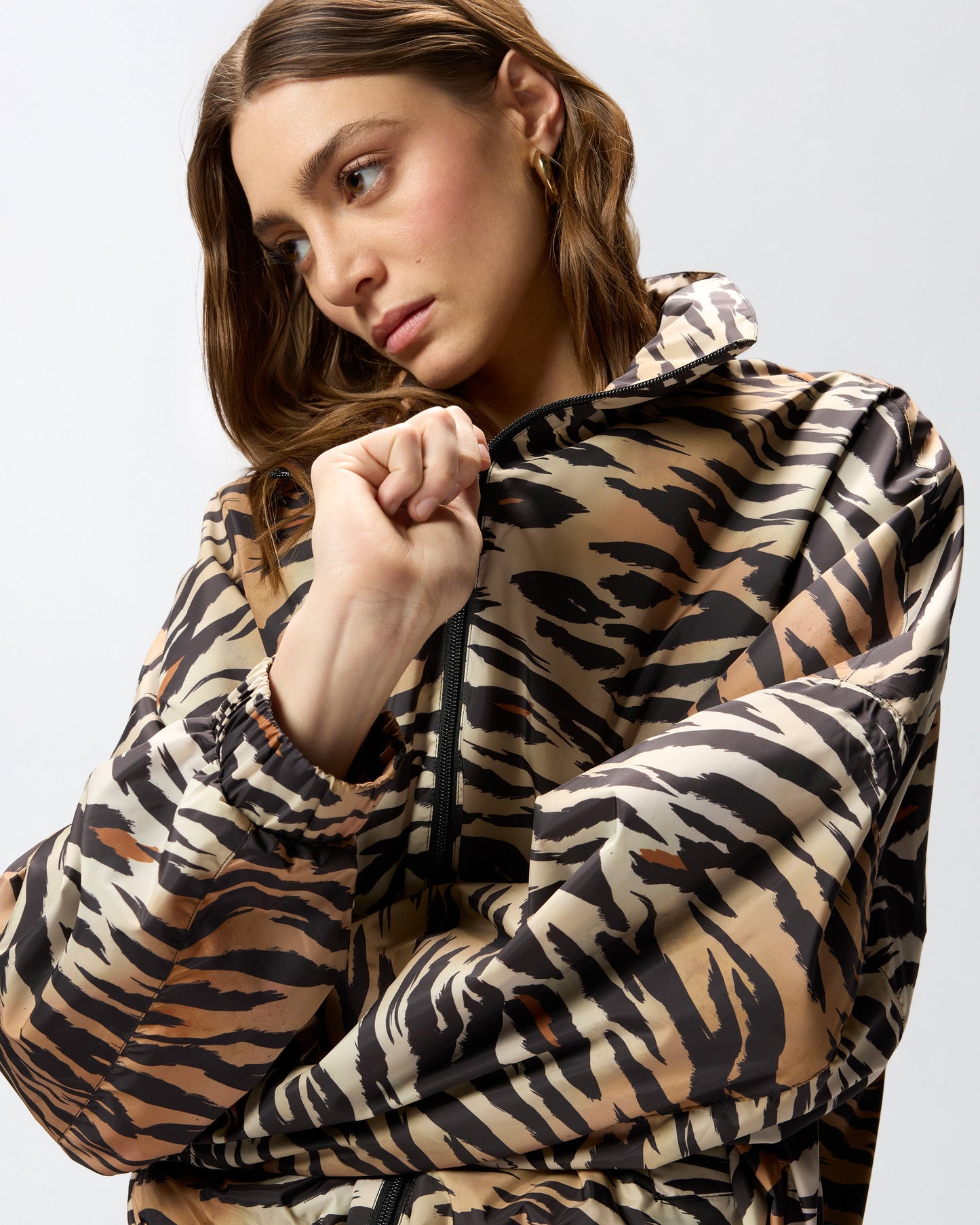 Zipped jacket with tiger print