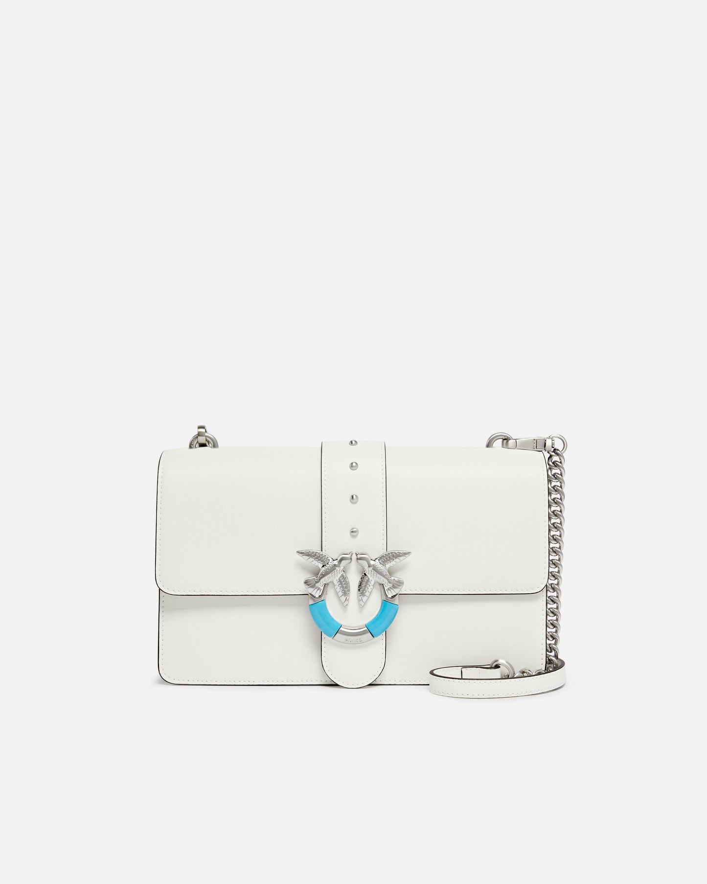 Love Bag One medium shoulder bag in leather with turquoise buckle